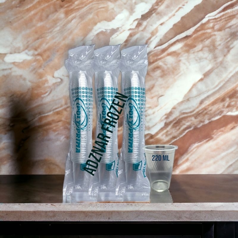 cup plastik Aqua 220ml/ gelas plastik 220ml