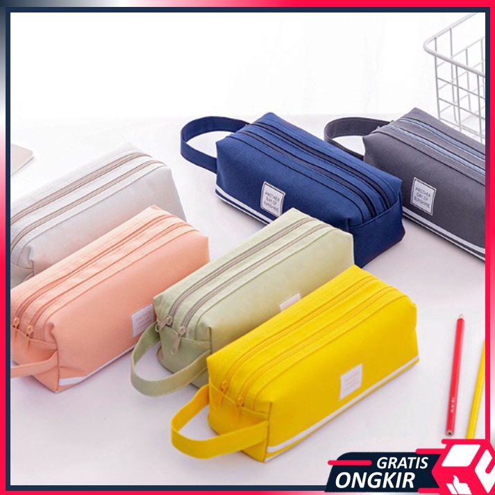 

Gratis Ongkir - S5943 Kotak Pensil Dan Stationery Dual Zipper / Tempat Alat Tulis Perlengkapan Sekolah 2 Sisi / Kotak Pensil 2 Pouch