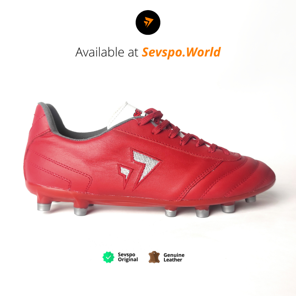 Sevspo Maestro v1 Red Zs - Sepatu Bola Kulit Asli