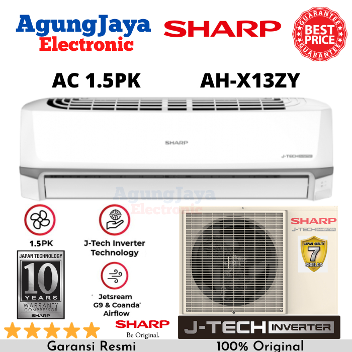 PROMO AC SHARP AH-X13ZY 1.5 PK J-TECH INVERTER THAILAND R32 1.5PK (CILEGON SERANG)