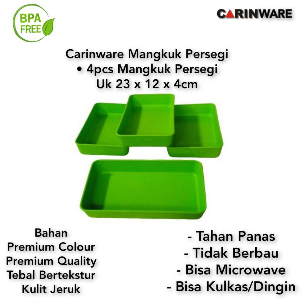 Carinware mangkok kotak segi panjang 4Pcs