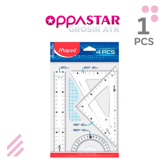 

Penggaris Geometri Set Maped Medium 4 Geometry Busur Derajat Stensil