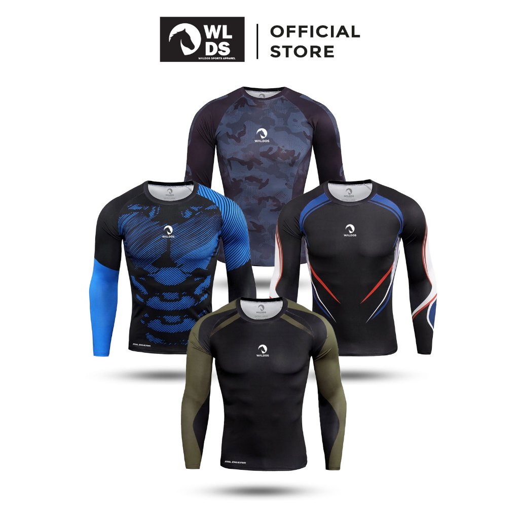 WALDOS Baselayer Manset Pria Rashguard Wetsuit Drysuit Pakaian Olahraga