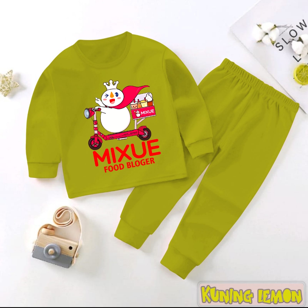 Setelan Mixue Food Bloger Terbaru Setelan Lengan Panjang / Piyama Anak Bayi Laki-Laki / Baju Tidur Baru 1234 Tahun