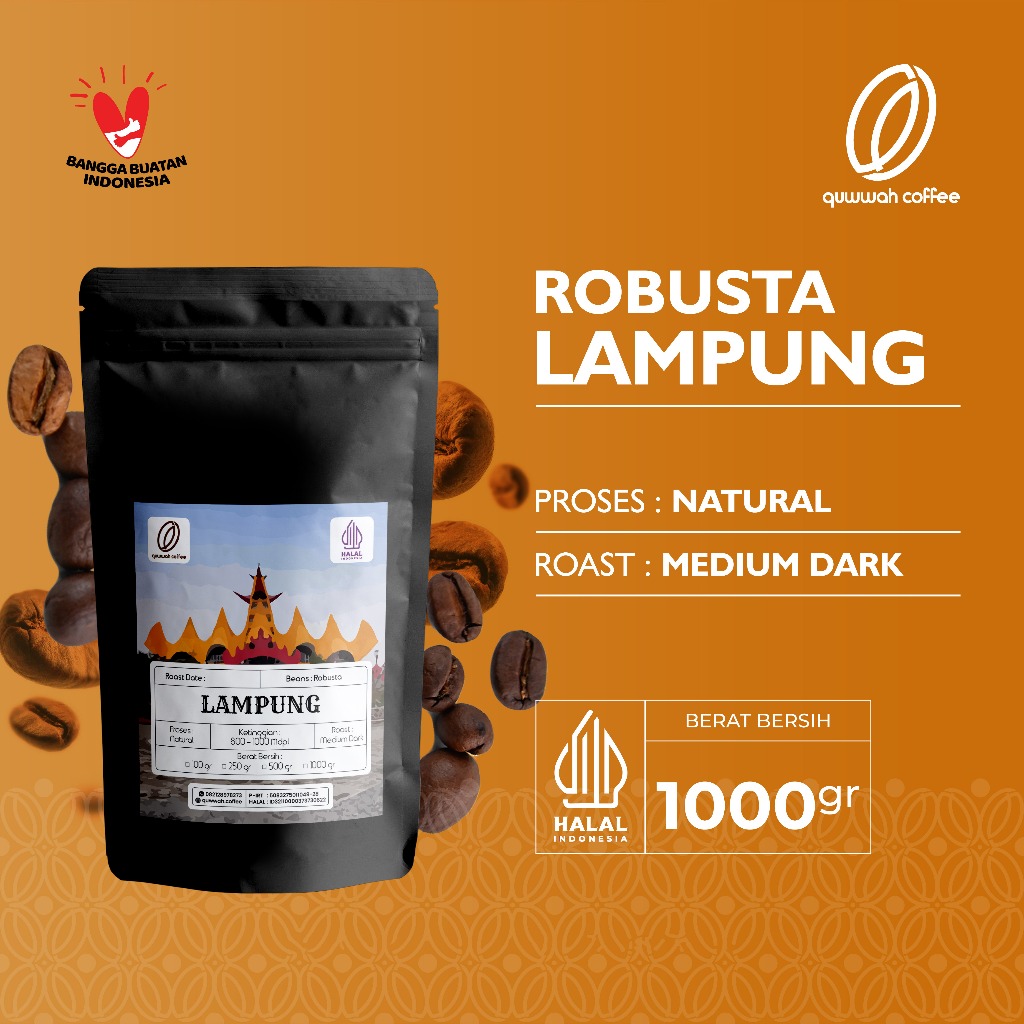 

Biji Kopi Bubuk Fine Robusta Lampung Sumatera Robusta Coffee Beans Single Origin Coffee Roast Bean Tubruk Espresso 1 kg