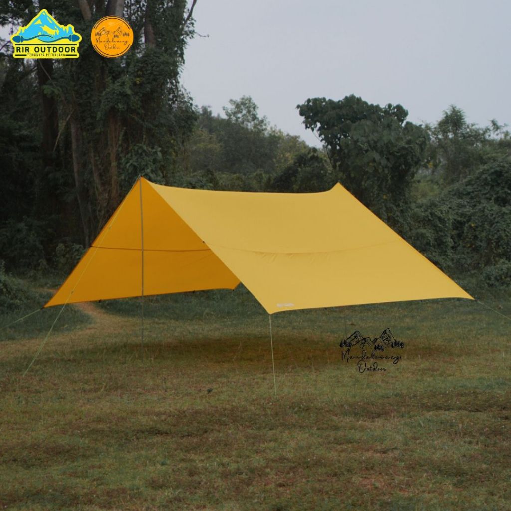 FLYSHEET TENDA WATERPROOF 20D NYLON PU 5000 3X4 METER KUNING TAHAN CUACA EXTREME FLYSEET TENDA EXTRE