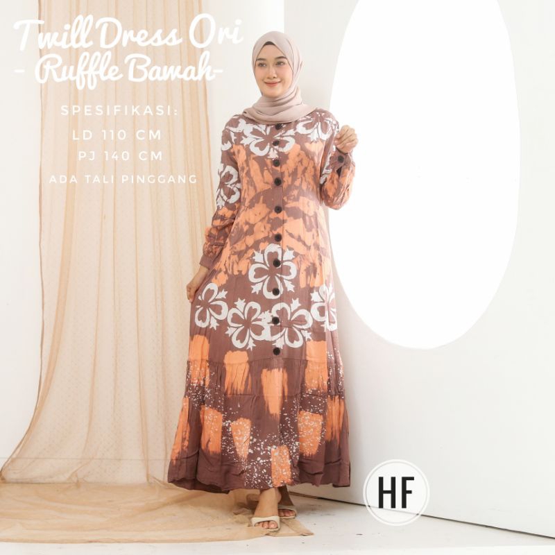 BATIK HAFIZH - GAMIS TWILL ORI REMPEL KANCING / GAMIS SUSUN KANCING BUSUI DEPAN /;GAMIS MUSLIMAH