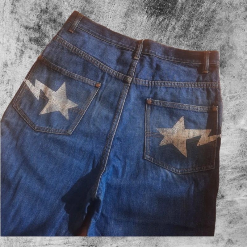 bape jeans Selvedge denim vtg star logo aape not carpenter double knee baggy chinos