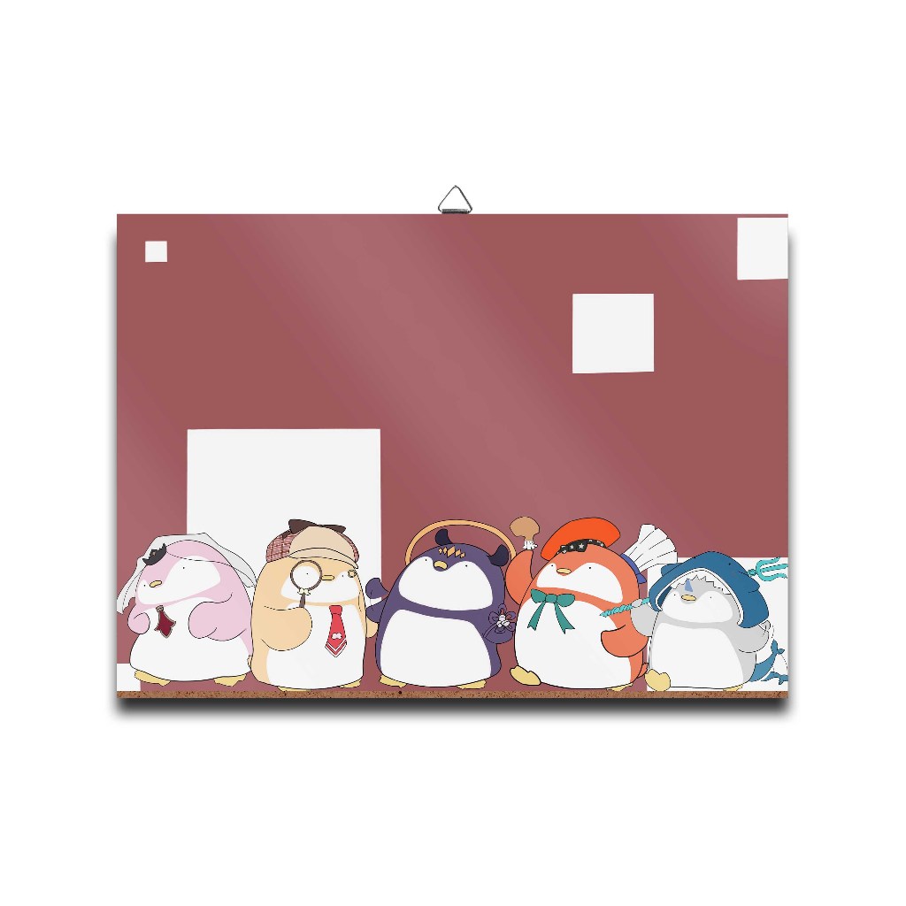 Poster dinding kayu anime vtuber HOLO EN PENGUIN DOLL MYTH-HOLO ENmaterial MDF