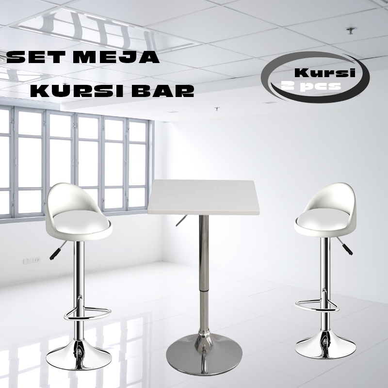 Set Meja Kursi Bar Minimalis 1 Meja Kotak 2 Kursi Mini Kursi Makan Kursi Hidrolik Kursi Putar