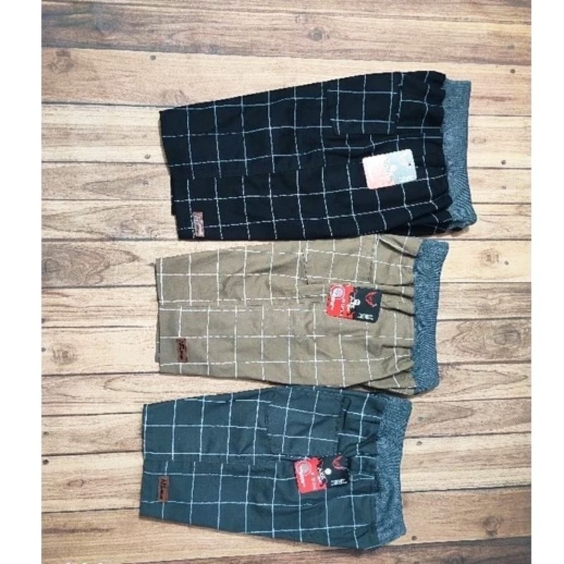 Celana Anak Tartan STRETCH Cowok CHINOS  | Celpen Motif Kotak Size Umur 6 - 12 tahun | Celana Anak L