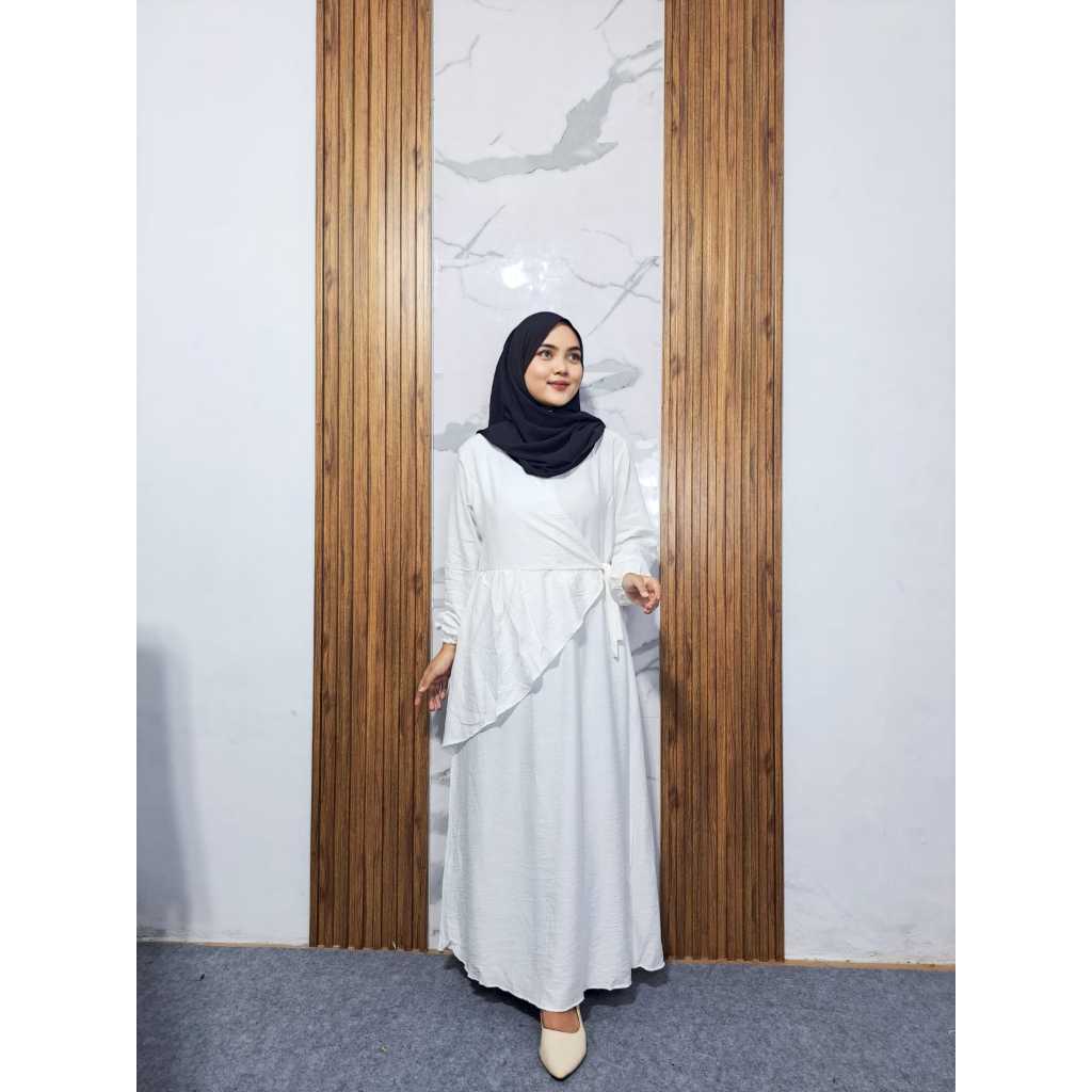 Almira Dress Maxi Busui Friendly Katun Polo Linen Premium Dewasa