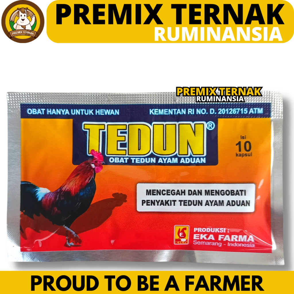 TEDUN 10 KAPSUL EKA FARMA - Obat Ayam Aduan Turun Urat Ayam Pincang Obat Kaki Ayam Turun Urat Bengka