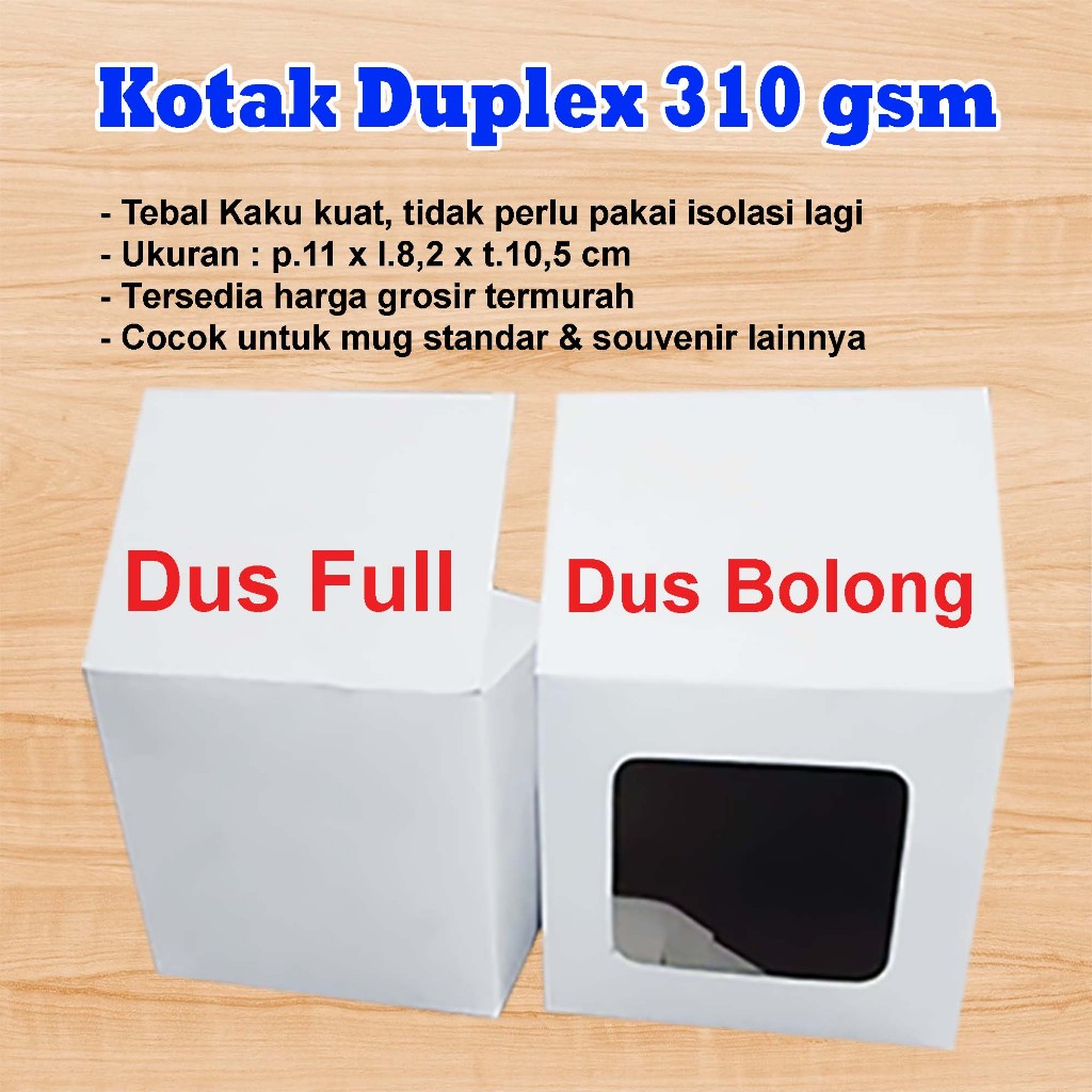 Dus Mug Duplex Putih 310 gsm ECER / Duplek Kotak Gelas Box Souvenir 310gsm