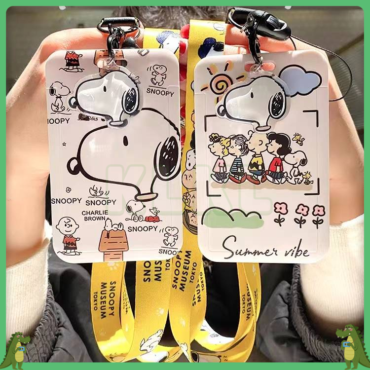 

✨ KLKL ✨ Lanyard id card Snoopicka Set Student Campus Card gantungan kartu id card tali name tag id card holder lucu