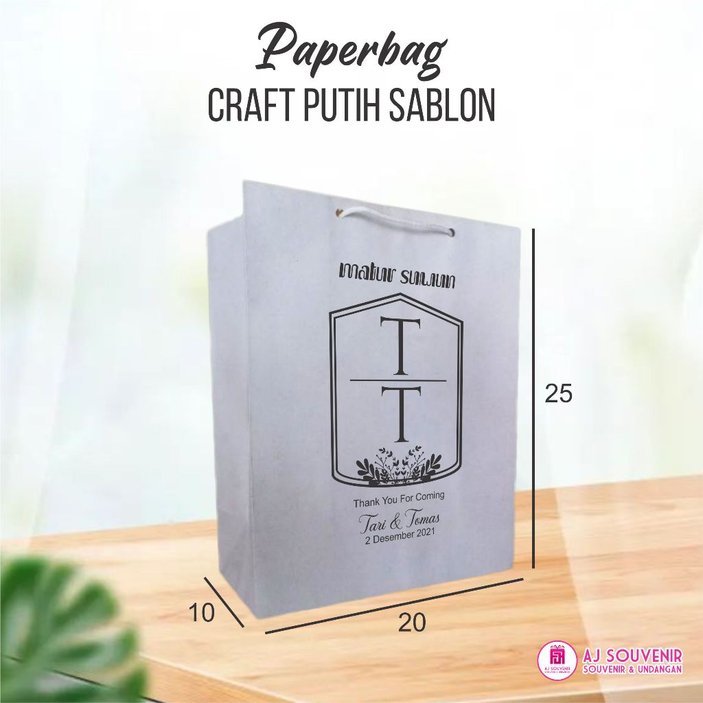 

PAPER BAG PUTIH SABLON GOLD/HITAM - TAS KERTAS SOUVENIR ASUL ASUL PERNIKAHAN BABYBORN ULANG TAHUN BAHAN KRAFT 125 GSM