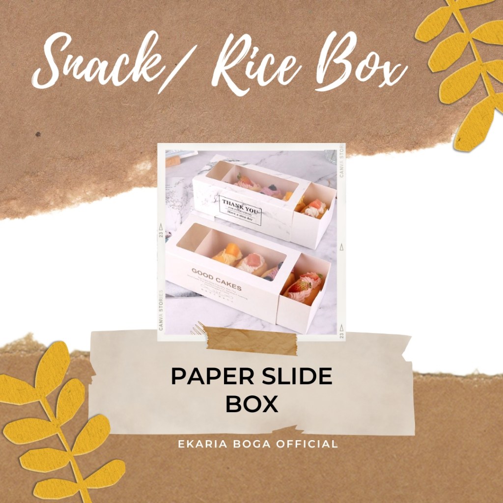 SNACK BOX / RICE BOX | CAKE BOX | DUS KUE / ROTI / BOLU GULUNG | HAMPERS | PAPER SLIDE BOX