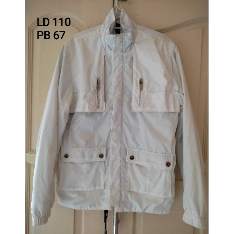 preloved jaket pria warna putih tebal premium