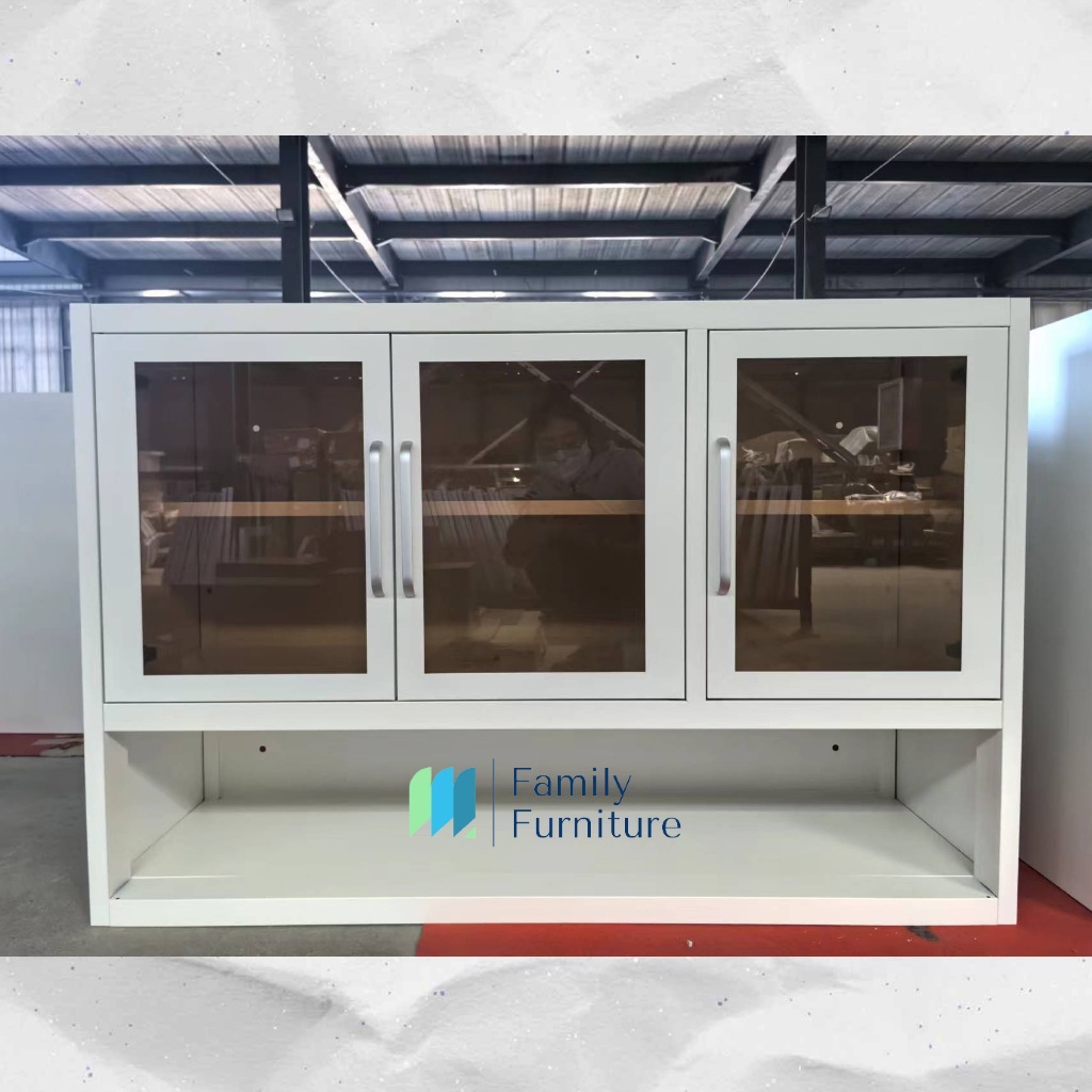 Lemari Dapur Gantung Plat Besi 3 Pintu Coklat