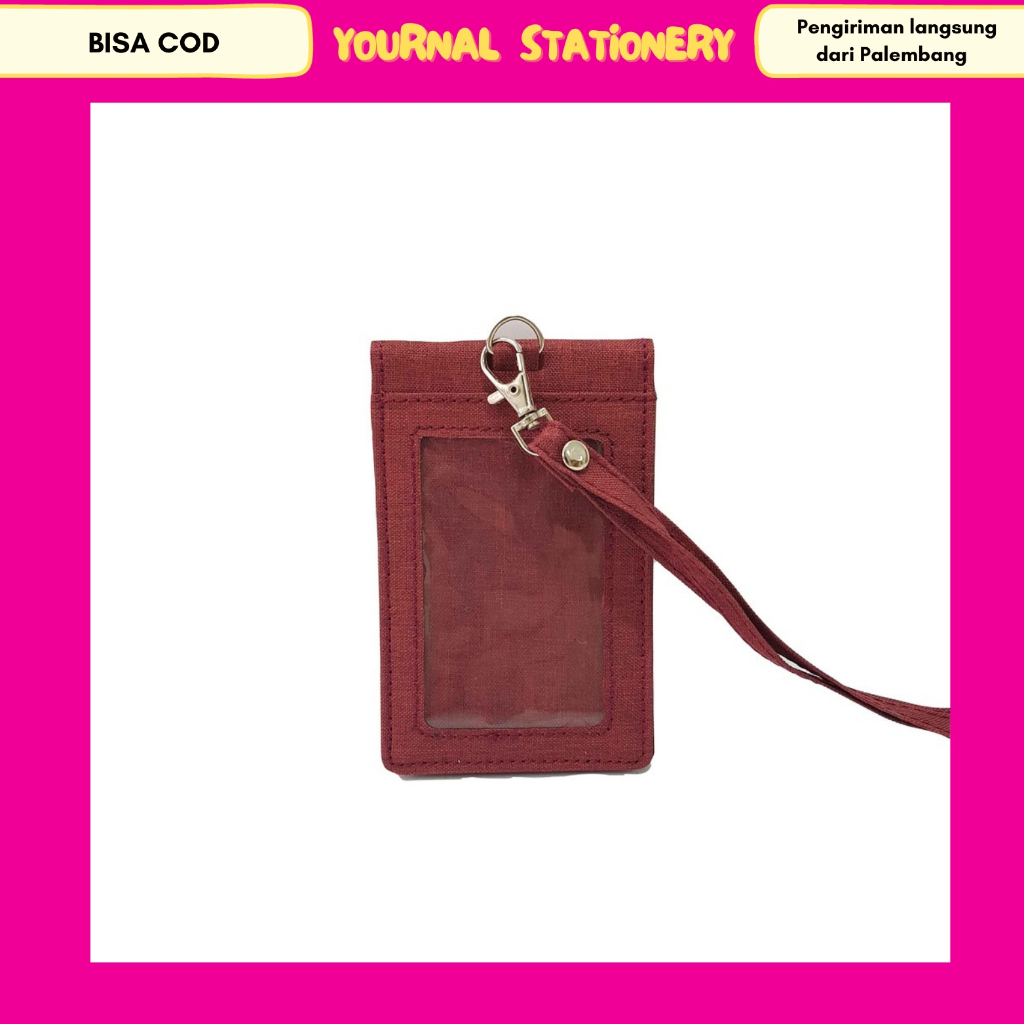 

Lanyard Flashee Kanvas Dompet Kancing ID Card Holder Kanvas 1 Sisi Name Tag Kanvas Kain Kanvas Tebal Termurah Maroon