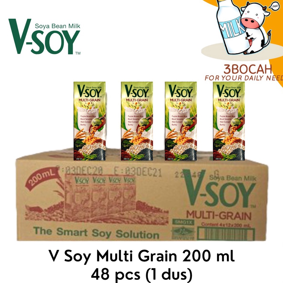 

Ready Stok Vsoy Multigrain 200 ml Karton | V-Soy Susu Kedelai 200ml Impor Premium