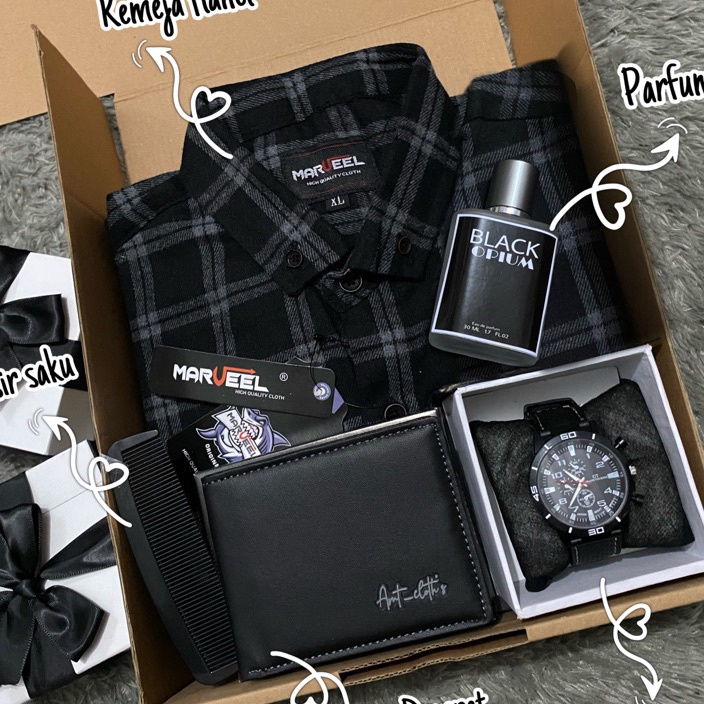 

Kode LHF217 Hampers kado ulang tahun cowok / hampers black edition / kado anniversary / gift box kemeja / kado wisuda / kado kemeja cowok