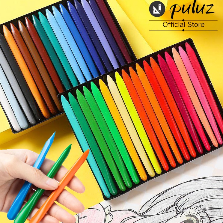 

➵Ready➝ 【Puluz】 HIGH QUALITY Crayon Lab Non Toxic Crayon Triangular Crayon Lab Triangle Crayon Plastik Anti Kotor Tangan M97 ✿