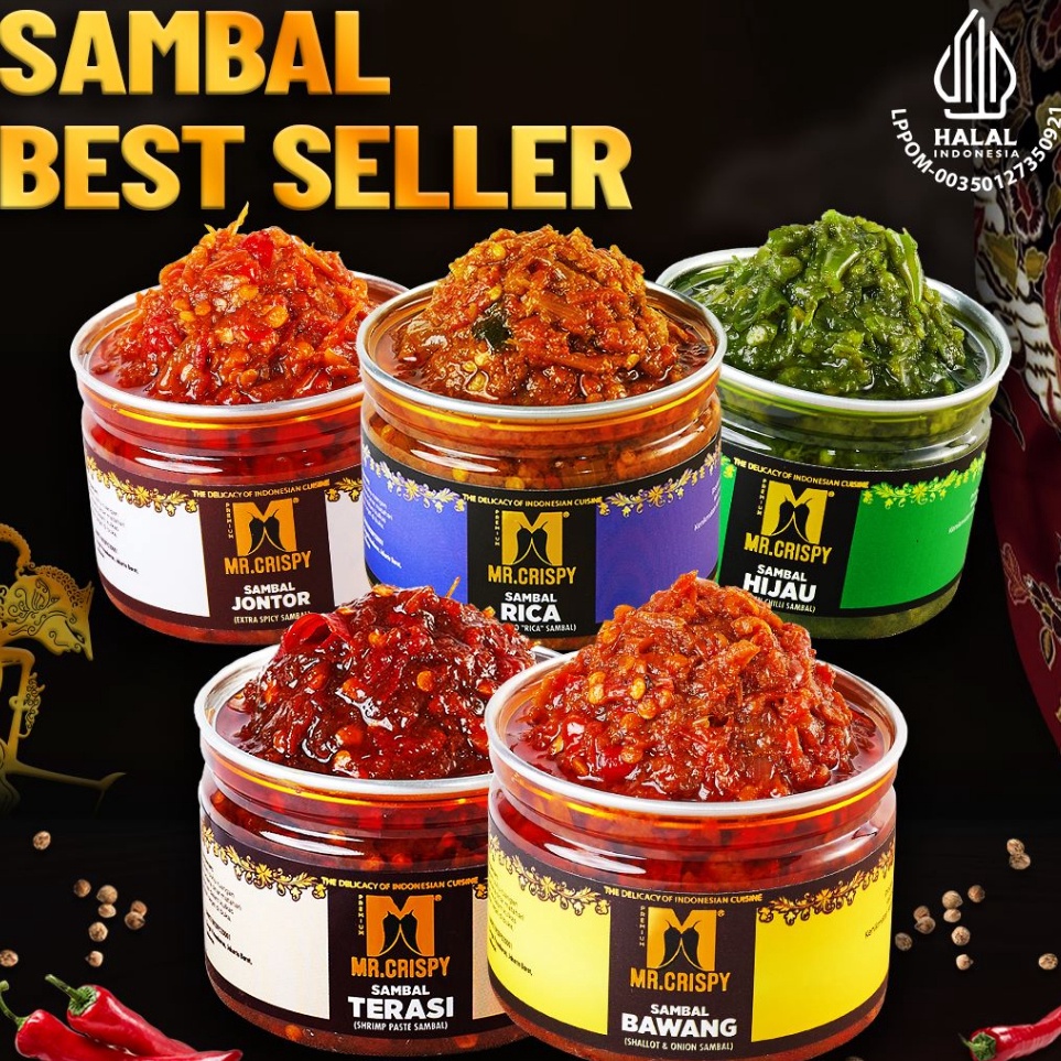 

Terkini Sambal Bawang/Terasi/Jontor/Hijau/Rica Sambel Mr.Crispy