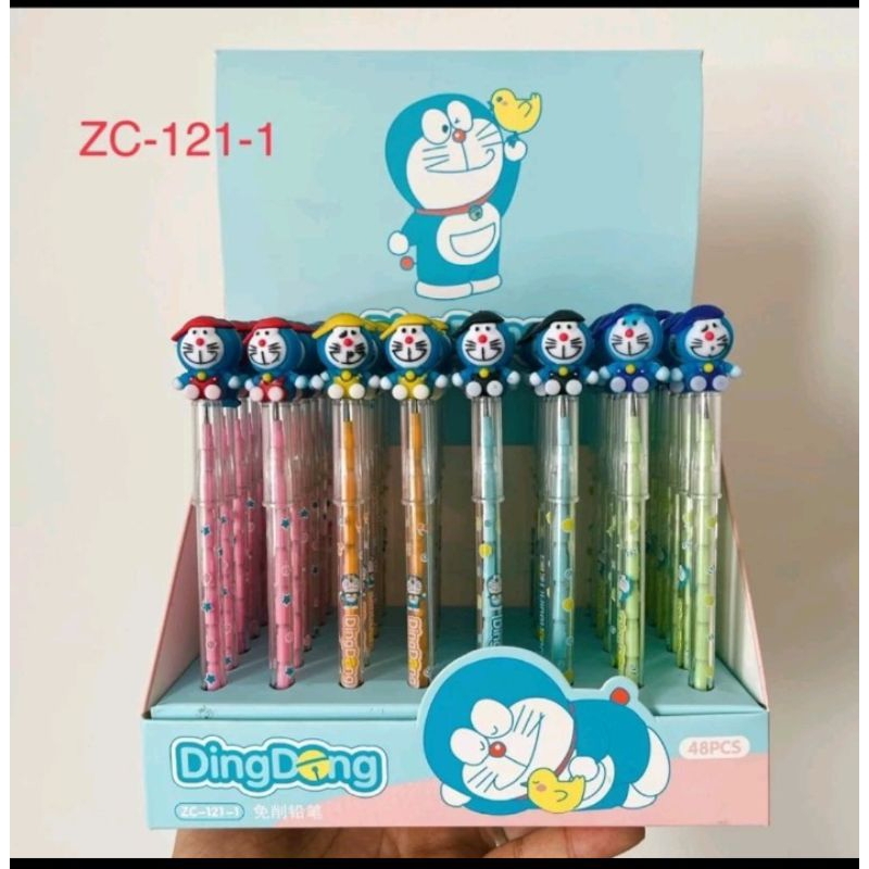

pensil susun kepala karet bentuk doraemon topi satuan