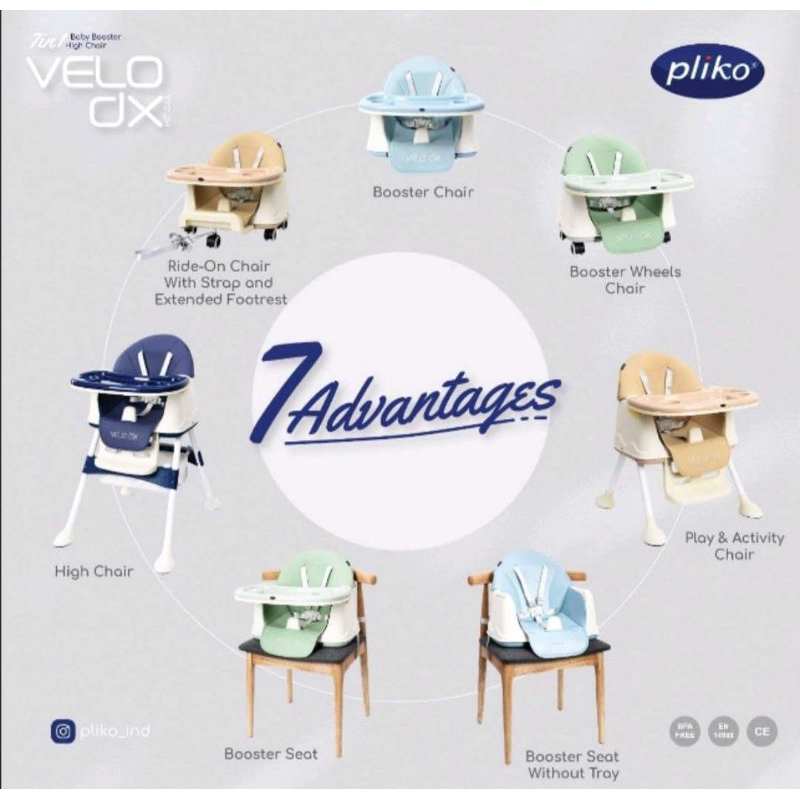Kursi Makan Bayi Pliko HC-566 VELO DX Baby High Chair Booster Seat Baby Chair Dudukan Bayi Kursi Bay