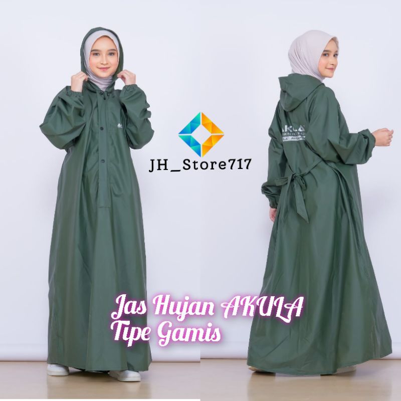 Jas Hujan AKULA tipe Gamis Premium / Jas Hujan muslimah syar'i / Jas Hujan Gamis