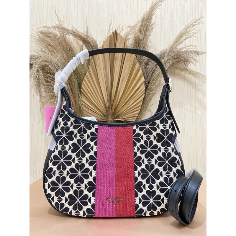 Authentic Original Store Kate Spade Flower Jacquard Stripe Small Hobo Bag