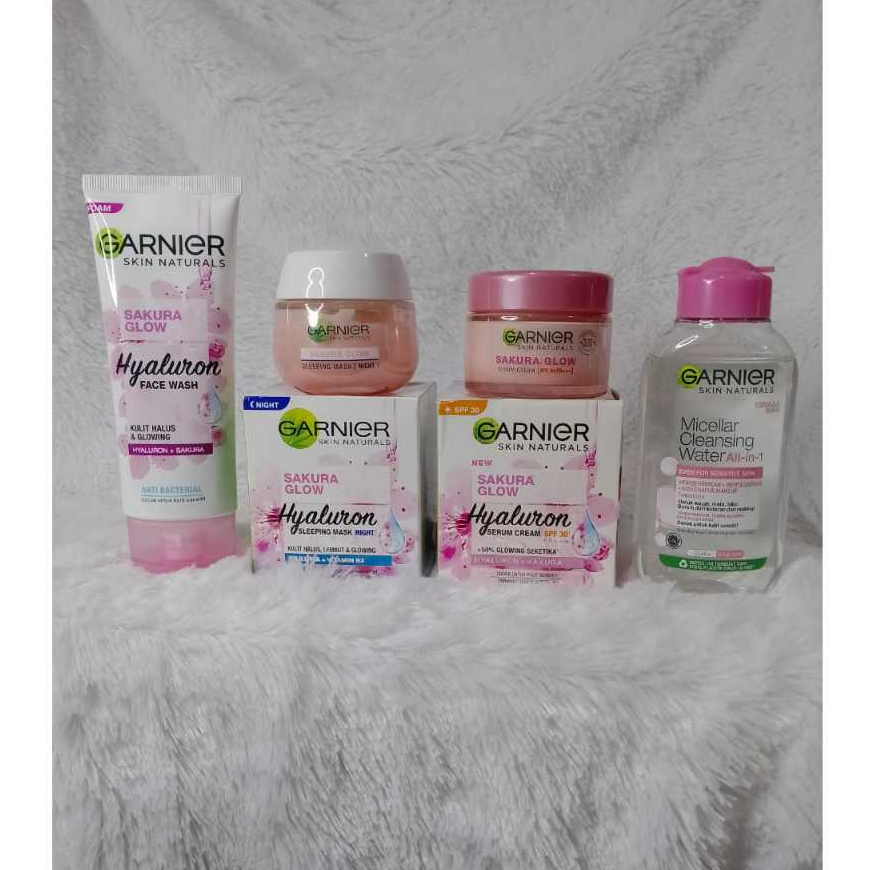 Paket 4in1 Skincare Garnier Sakura Glow Skin Barrier Complete Set Untuk Glowing Maksimal  , Day Crea
