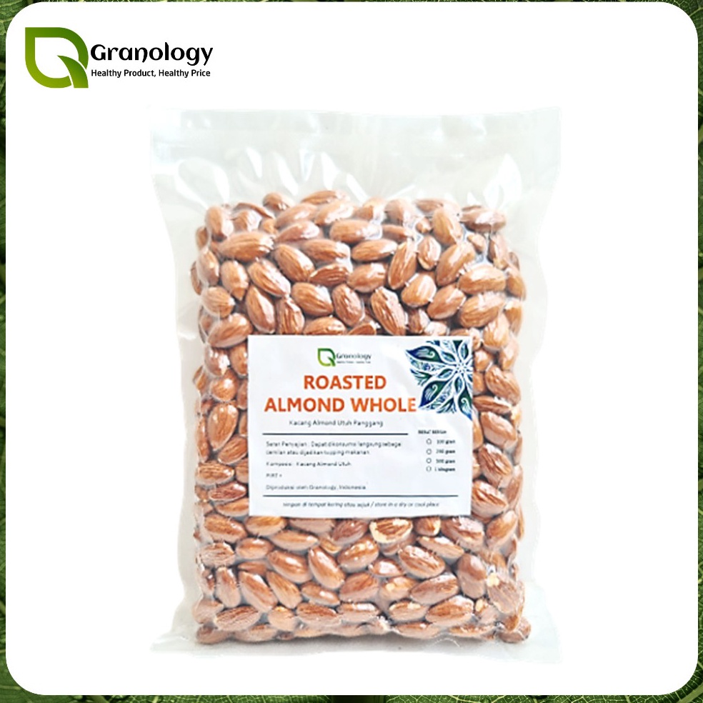 

Roasted Almond Whole / Almond Utuh Oven (500 gram) by Granology Murah Banget