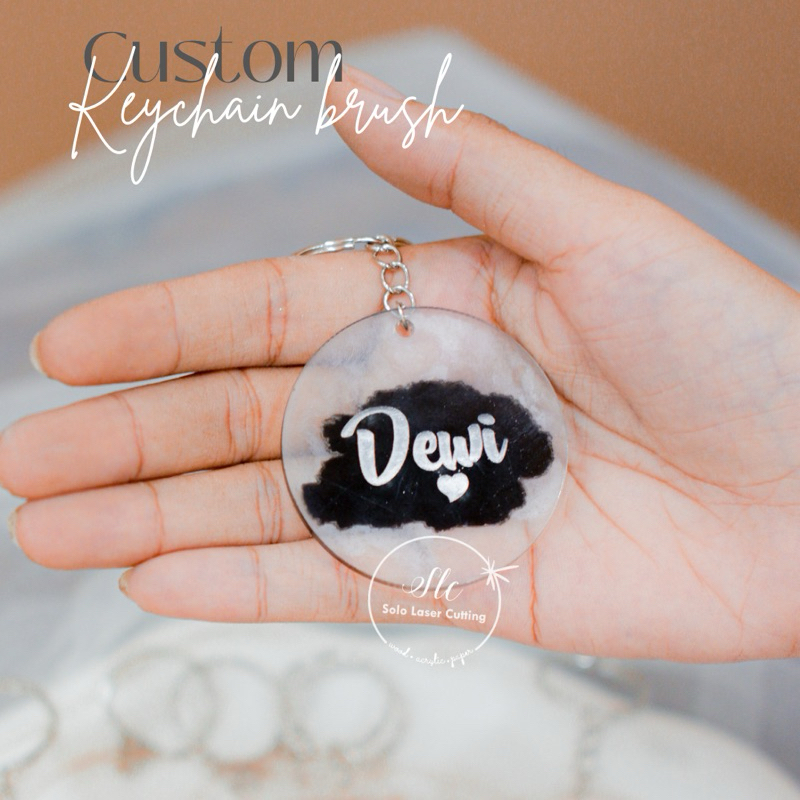 Gantungan kunci ganci akrilik brush custom nama free tassel ganci akrilik brush tag tas