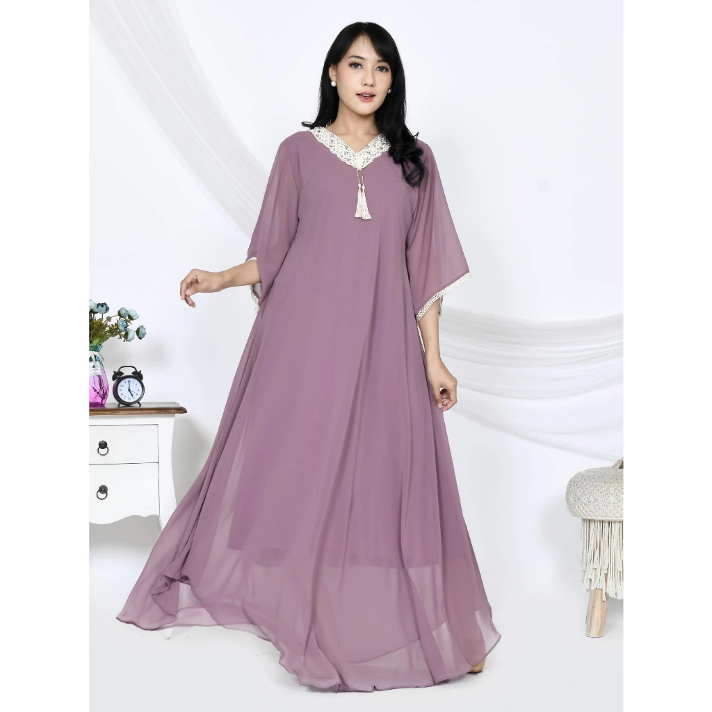 NEW Kaftan Dress Sultan Mewah Remaja Dewasa Bahan Ceruty Babydoll Premium Gamis Terbaru Mix Renda