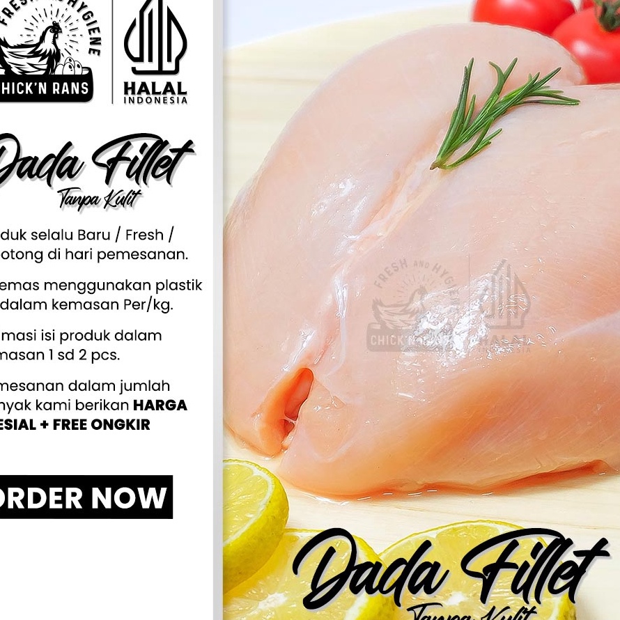 

Buruan Beli Daging Ayam Dada Fillet Boneless (Tanpa Kulit) - Fresh 1kg