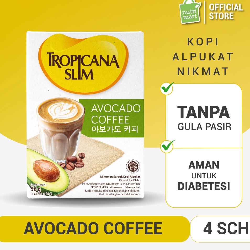 

Harga Murah Tropicana Slim Avocado Coffee 4 Sachet - Kopi Susu Nikmat Tanpa Gula Pasir