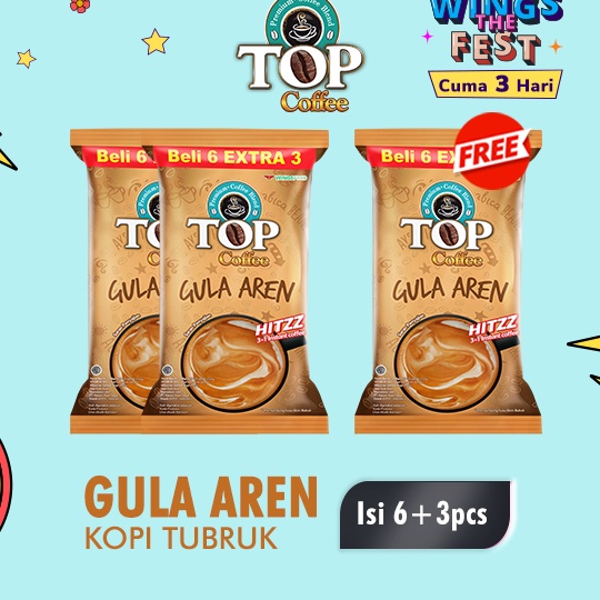 

Laris Top Coffee Kopi Instan Gula Aren Pack 22 gr isi 6 + 3 pcs x3