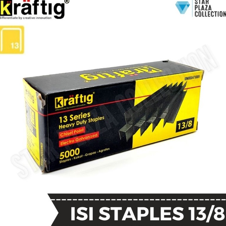 

95 Isi Staples Manual / Staples Tembak Guntacker Merek KRAFTIG Uk. 13/8mm (8mm) Original - untuk Pengerjaan Jok Motor, Jok Mobil, Sofa, Funiture, Kayu ➬Terlaris