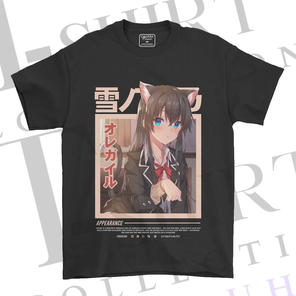 Kaos Distro Pria Sablon DTF OREGAIRU YUKINO YUKINOSHITA Kaos Hitam Wanita anime T-Shirt collection G