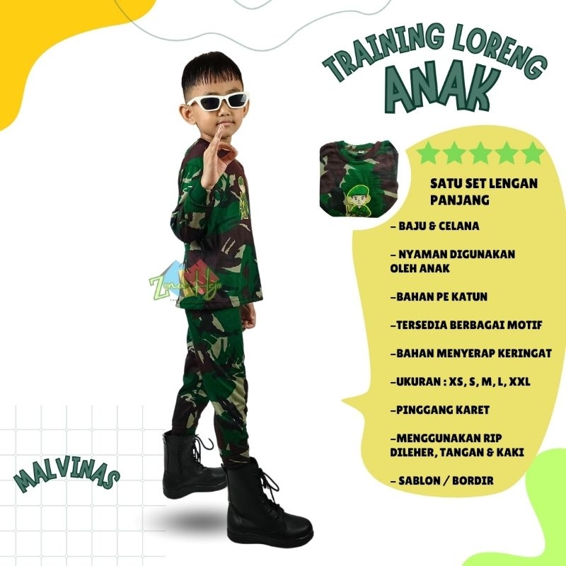 Baju anak loreng setelan training anak loreng kaos loreng anak