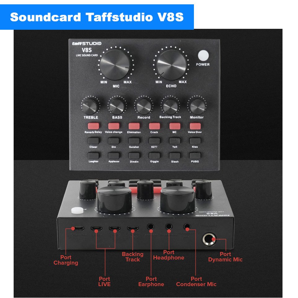 LAGI DISKON TAFFSTUDIO USB External Soundcard V8 V8S V8 PLus V8 PRO Live Broadcast Bluetooth -