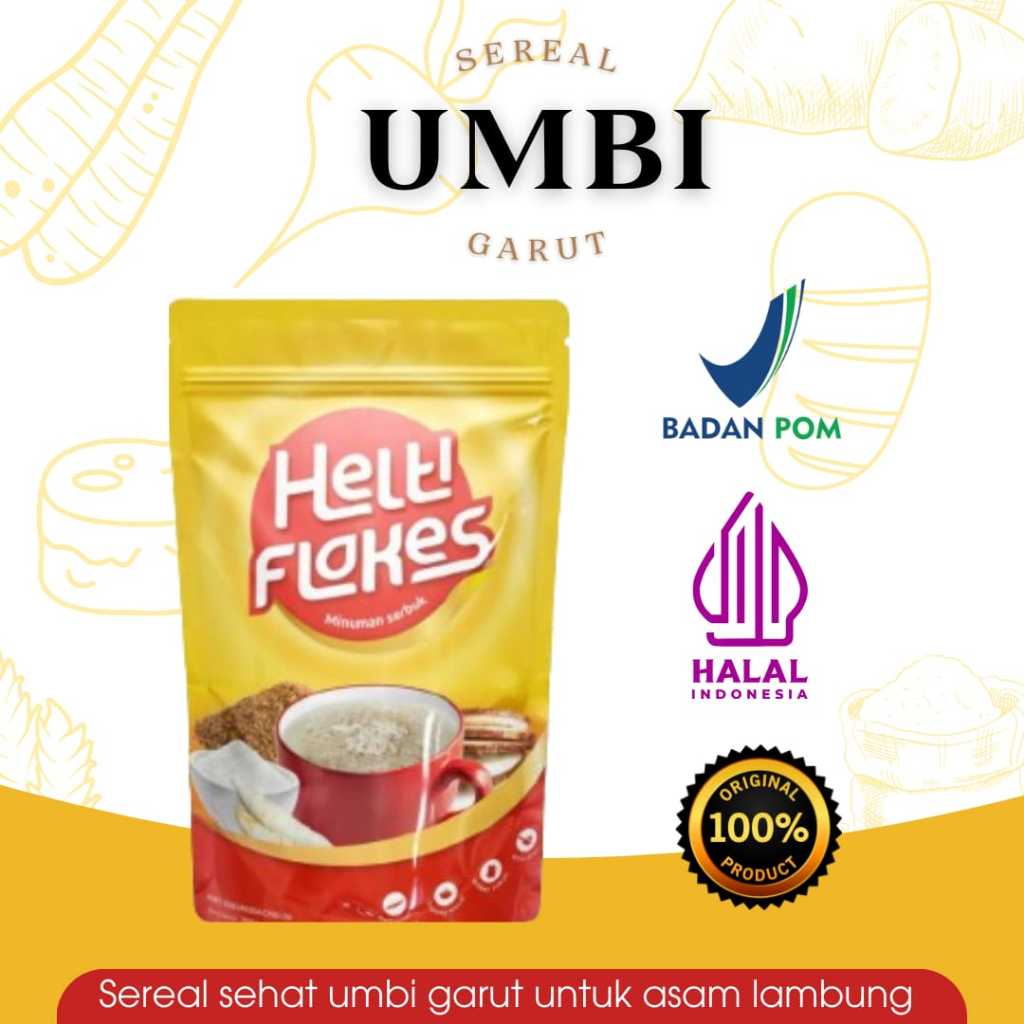 

HELTI FLAKES - Minuman Sehat Umbi Garut - Atasi Asam Lambung - Maag - Gerd - dan Gangguan Pencernaan - HALAL - BPOM