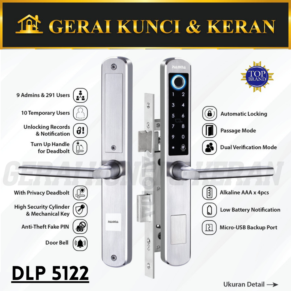 PALOMA DLP 5122 Smart Digital Lock Slim Door Frame Aluminium WiFi