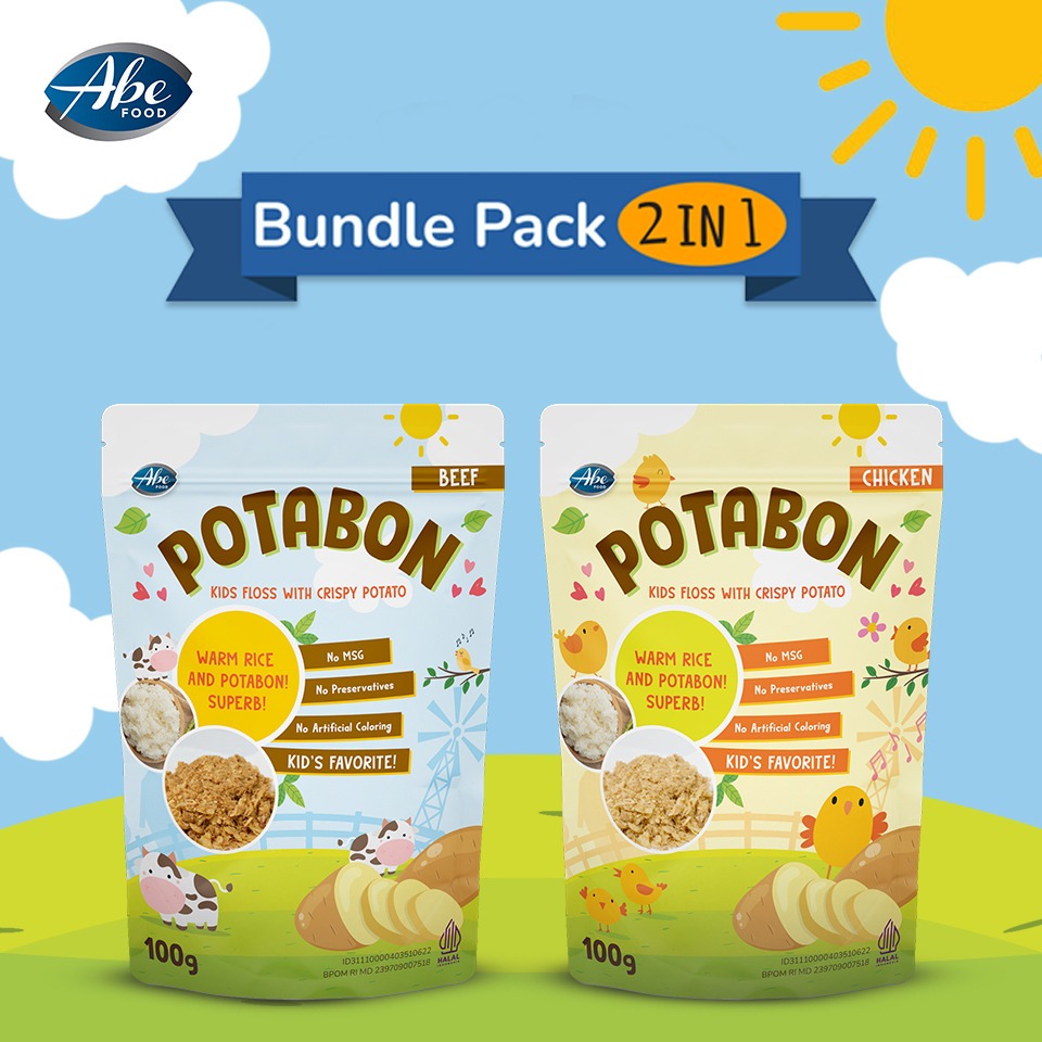 

Abe Food Potabon with Crispy Potato Bundle 2 pcs All Variant/Abon Anak/Abon Camilan/Abon No MSG