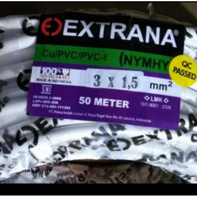 kabel extrana nyyhy 3x1,5 50m hitam/putih