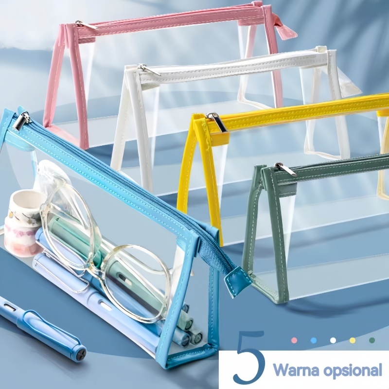 

tempat pensil bening/kotak pensil/tempat pensil aesthetic/tas makeup/Tas Penyimpanan TransparanWarna