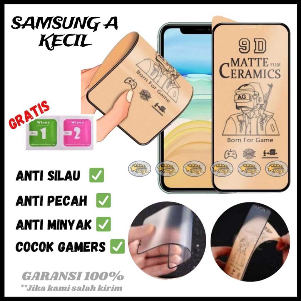 TG ANTI GORES CERAMIC GAMING MATTE  SAMSUNG a3 A5 A6 A7 A8 PLUS STAR 2016 2017 2018 A9 2018 tempered