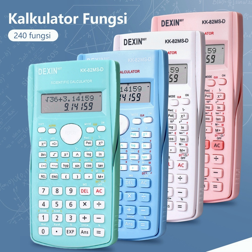 

Scientific Calculator ( 240 Functions )KALKULATOR SCIENTIFIC KENKO KK-82MS calculator ilmiah anak sekolah sin cos tan 2 line baris 12 digit pink hijau biru